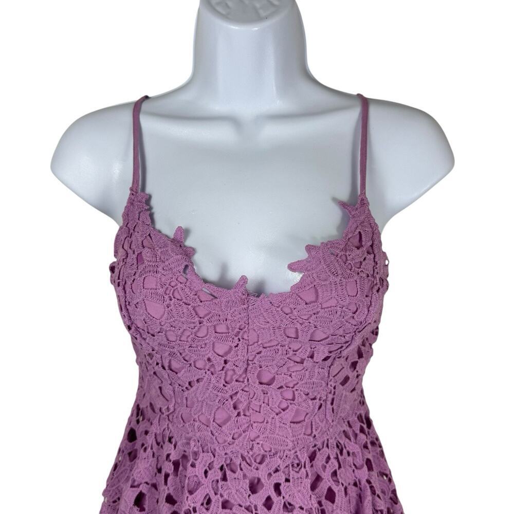 ASTR Dress Women Extra Small Purple Lace Midi Romantic Feminine Floral Fairy - Picture 3 of 16